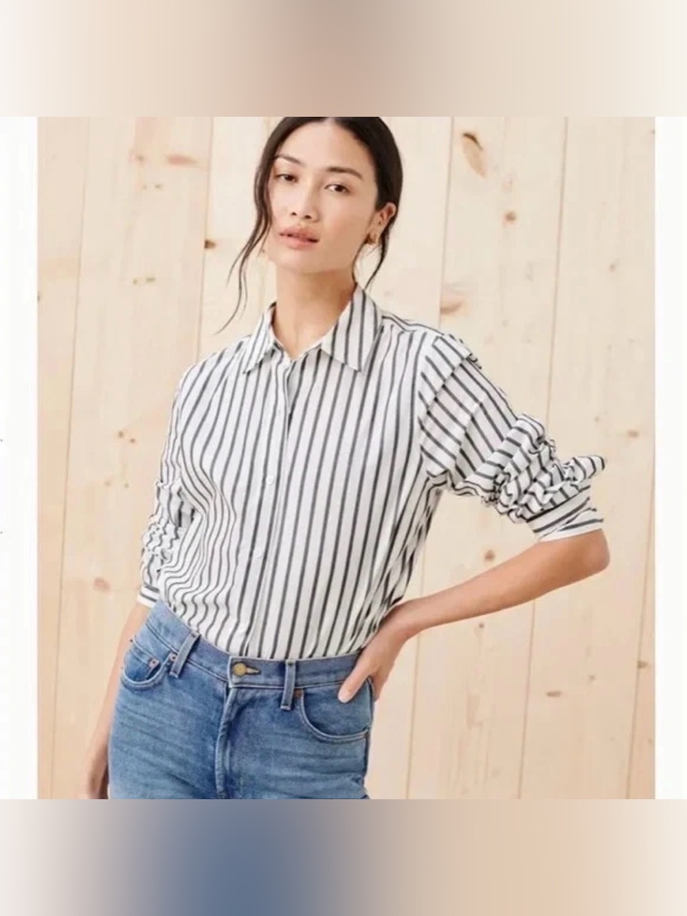 Jenni Kayne Navy & White Stripe Long Sleeve Top. Size XS. As-Is